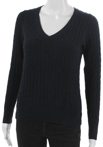 Zara Womens Pullover Sweater Blue V Neck Acrylic Long Sleeve Size S