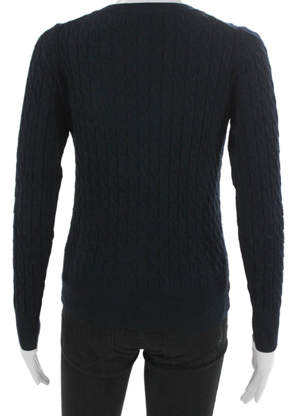 Zara Womens Pullover Sweater Blue V Neck Acrylic Long Sleeve Size S