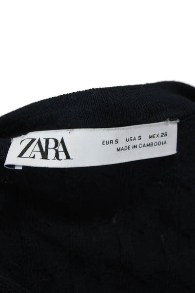 Zara Womens Pullover Sweater Blue V Neck Acrylic Long Sleeve Size S
