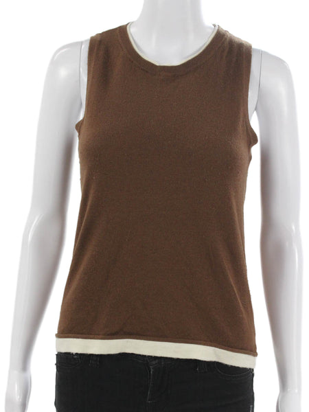 Zara Womens Brown Basic Sleeveless Crew Neck Acrylic Tank Size S