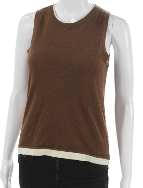 Zara Womens Brown Basic Sleeveless Crew Neck Acrylic Tank Size S