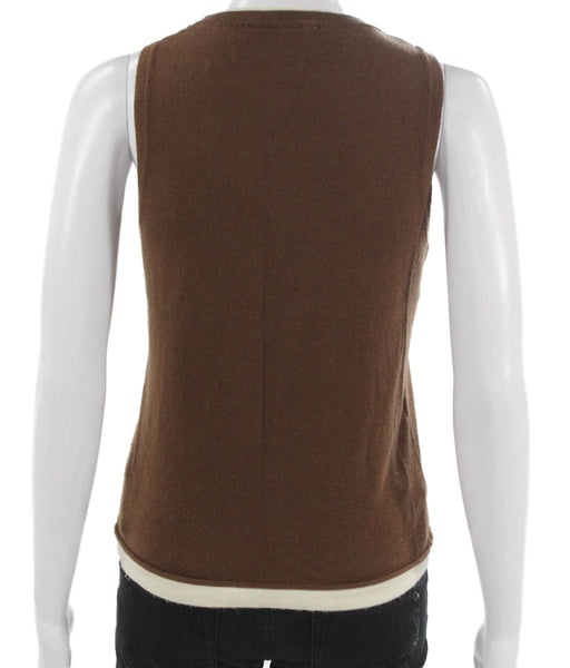 Zara Womens Brown Basic Sleeveless Crew Neck Acrylic Tank Size S