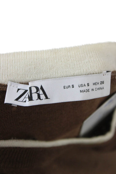 Zara Womens Brown Basic Sleeveless Crew Neck Acrylic Tank Size S