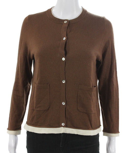 Zara Womens Silk Brown Cardigan Long Sleeve Size S