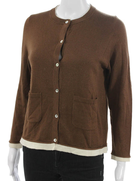 Zara Womens Silk Brown Cardigan Long Sleeve Size S