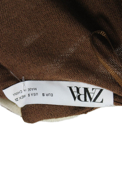Zara Womens Silk Brown Cardigan Long Sleeve Size S
