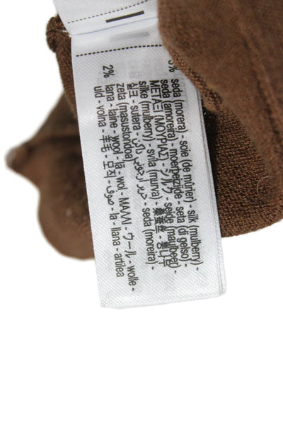 Zara Womens Silk Brown Cardigan Long Sleeve Size S