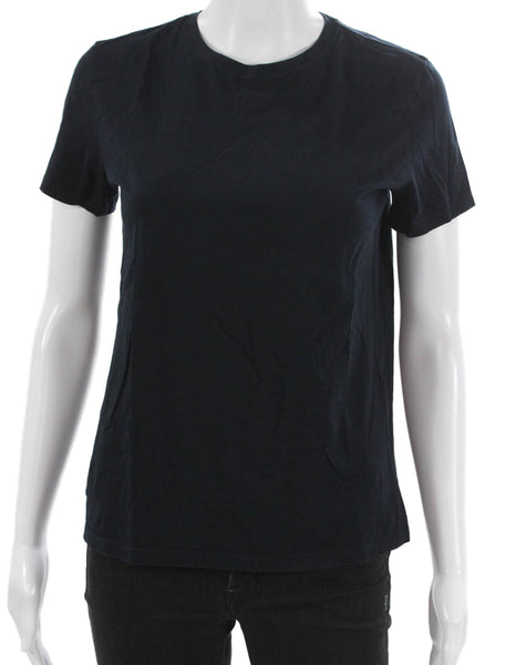Theory Womens Basic Pima Cotton Crew Neck Short Sleeve T Shirt Blue Size S