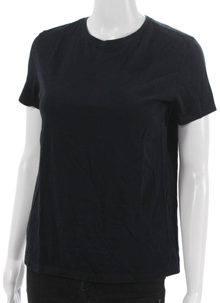 Theory Womens Basic Pima Cotton Crew Neck Short Sleeve T Shirt Blue Size S
