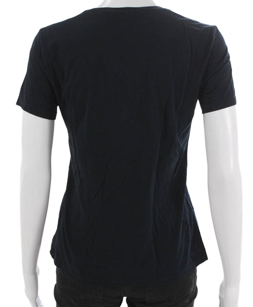 Theory Womens Basic Pima Cotton Crew Neck Short Sleeve T Shirt Blue Size S