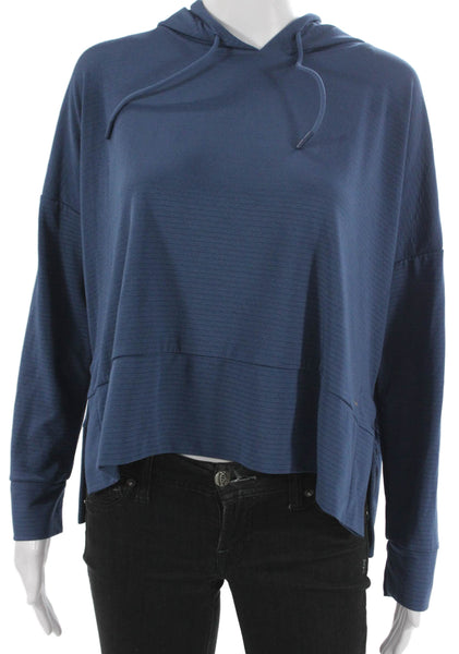 Mondetta Performance Gear Womens Blue Striped Hooded Pullover Size XS