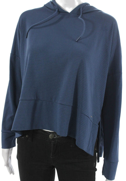 Mondetta Performance Gear Womens Blue Striped Hooded Pullover Size XS