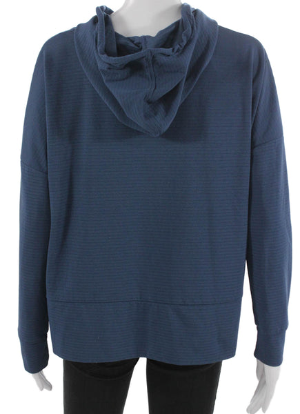 Mondetta Performance Gear Womens Blue Striped Hooded Pullover Size XS