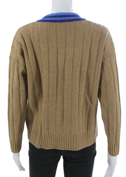 Madewell Women Brown Wool V Neck Long Sleeve Pullover Sweater Size 2XS