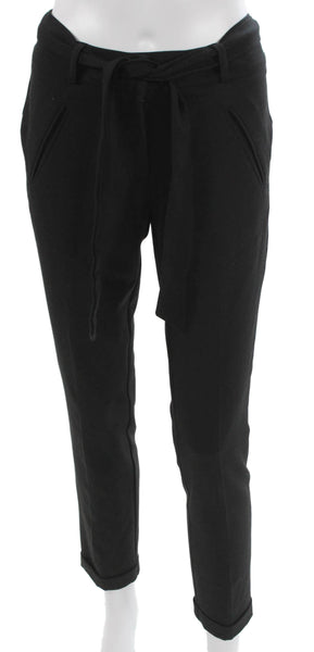 Hotel Particulier Women Ankle Pants Black Polyester Blend Drawstring Size S