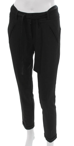 Hotel Particulier Women Ankle Pants Black Polyester Blend Drawstring Size S