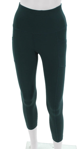 Yogalicious Womens Green Capri Leggings Polyester Blend Solid Size XS