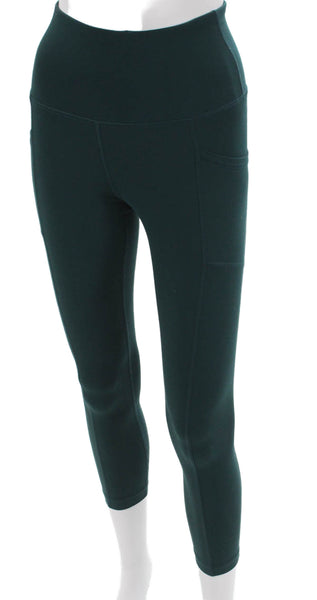 Yogalicious Womens Green Capri Leggings Polyester Blend Solid Size XS