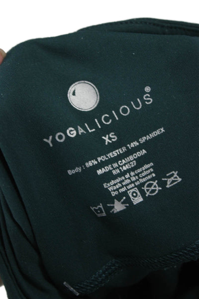 Yogalicious Womens Green Capri Leggings Polyester Blend Solid Size XS