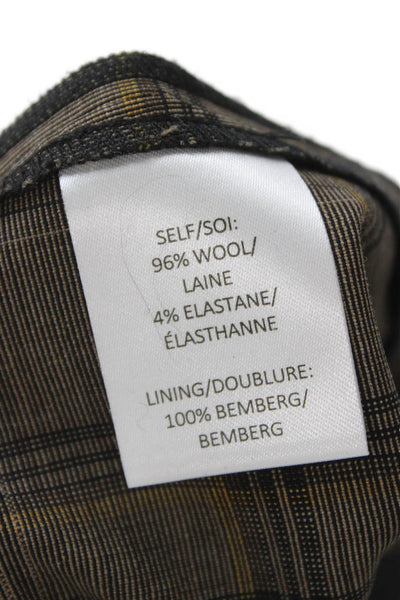Tanya Taylor Women Chino Shorts Brown Plaid Wool Button Size 2