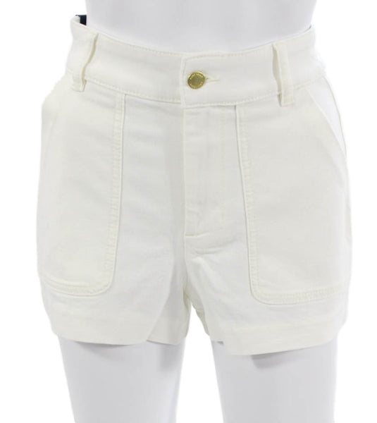 Ramy Brook Women Hot Pants White Cotton Button Solid Size 23