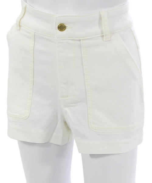 Ramy Brook Women Hot Pants White Cotton Button Solid Size 23