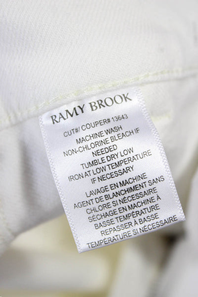 Ramy Brook Women Hot Pants White Cotton Button Solid Size 23