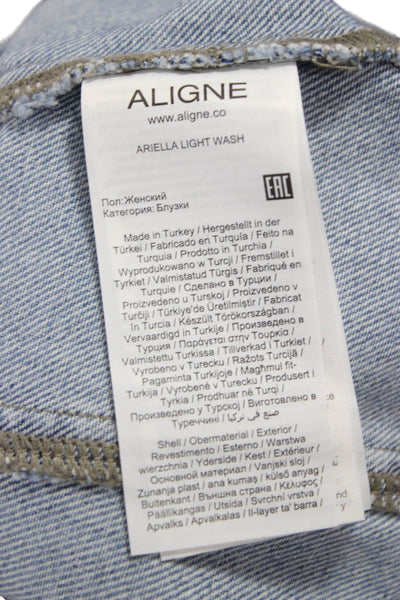 Aligne Women Sleeveless Scoop Neck Cotton Button Blue Vest Size 0