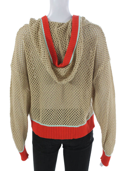 525 Womens Pullover Sweater Beige V Neck Cotton Long Sleeve Size M