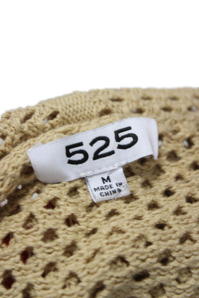 525 Womens Pullover Sweater Beige V Neck Cotton Long Sleeve Size M