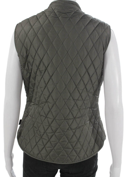 Belstaff Womens Quilted Argyle Polyester Snap Vest Green Size 42