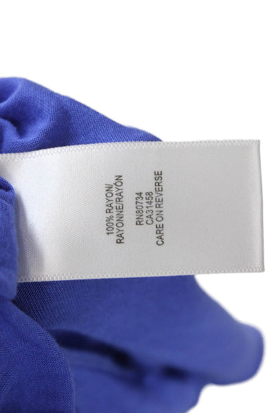 BCBG Max Azria Women Blue V-Neck Rayon Sleeveless Blouse Size 2XS