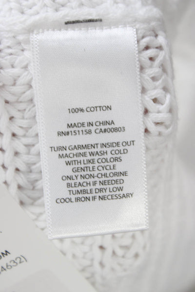 525 Womens White Cotton V Neck Sleeveless Vest Sweater Size S