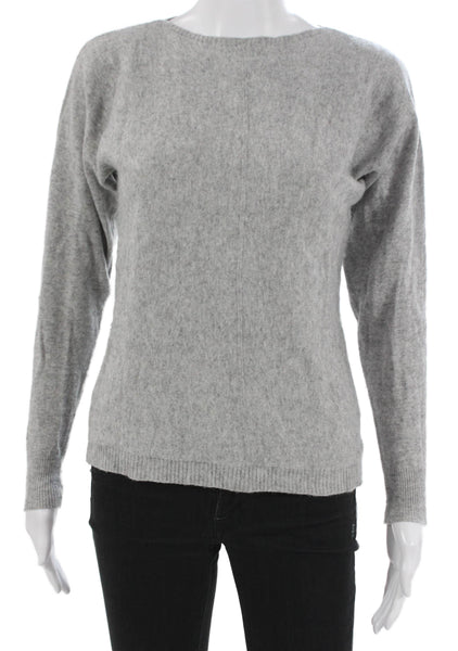 Bianco & Blu Women Petite Gray Boat Neck Pullover Sweater Size S