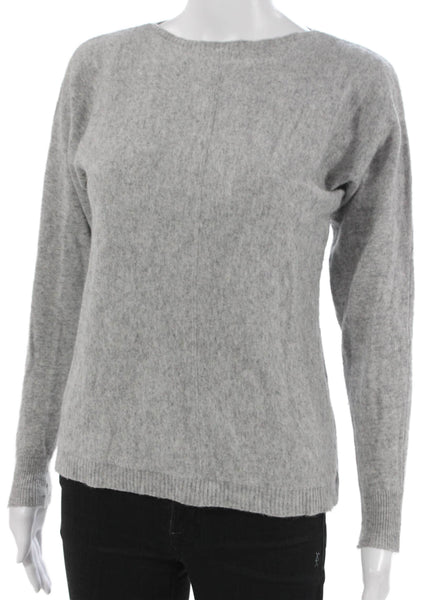 Bianco & Blu Women Petite Gray Boat Neck Pullover Sweater Size S