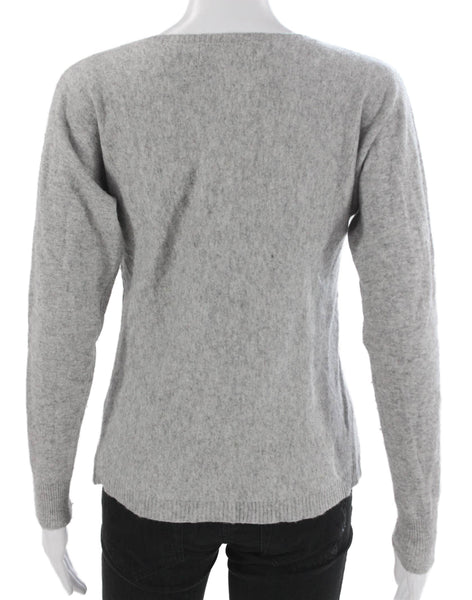 Bianco & Blu Women Petite Gray Boat Neck Pullover Sweater Size S