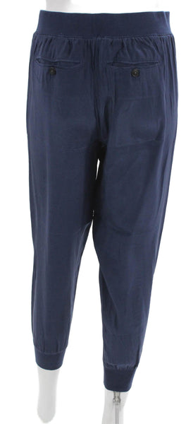ATM Womens Silk Jogger Pants Blue Pull On Inseam 28 Size XS