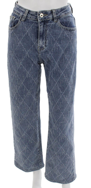 Hello Miss Womens Argyle Blue Straight Jeans Size 36