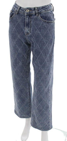 Hello Miss Womens Argyle Blue Straight Jeans Size 36