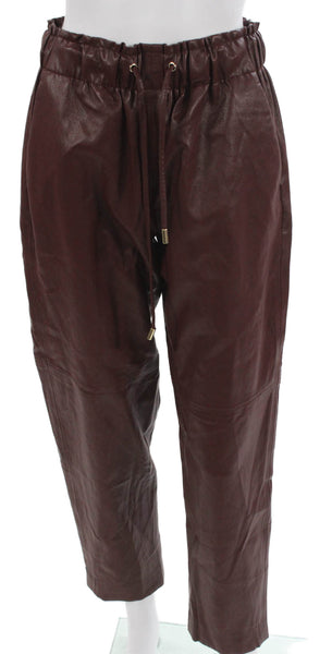 Zara Womens Paperbag Pants Brown Drawstring Size XS