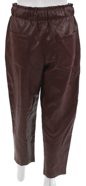 Zara Womens Paperbag Pants Brown Drawstring Size XS