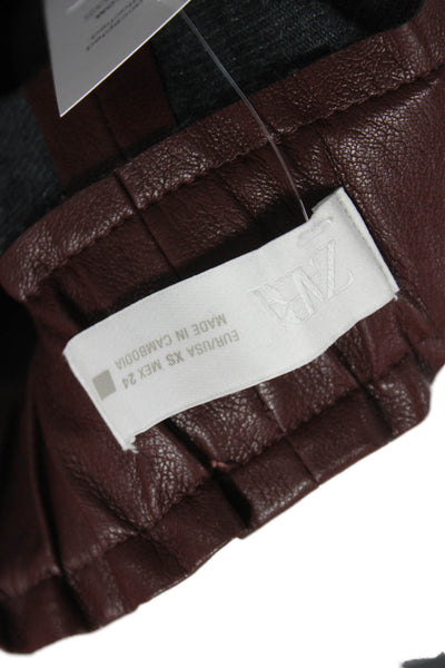 Zara Womens Paperbag Pants Brown Drawstring Size XS