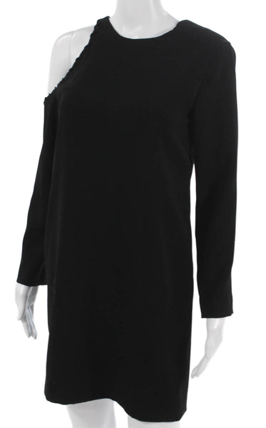 IRO Women Shift Dress Black Long Sleeve Round Neck Polyester Size 38