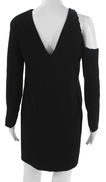 IRO Women Shift Dress Black Long Sleeve Round Neck Polyester Size 38