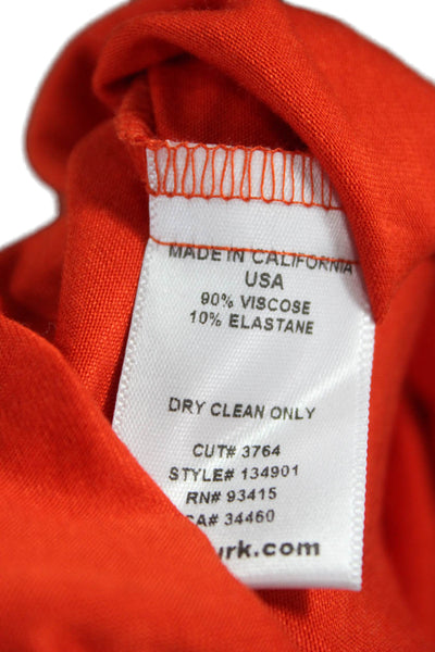 Trina Turk Women Petite Tunic Orange Viscose Short Sleeve Round Neck Size PP
