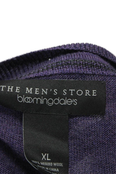 Bloomingdales The Mens Store Mens Purple Merino V Neck Pullover Sweater Size XL