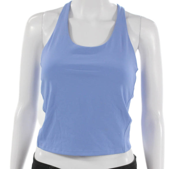 Spanx Women Cropped Halter Tank Blue Nylon Sleeveless Pullover Size XS
