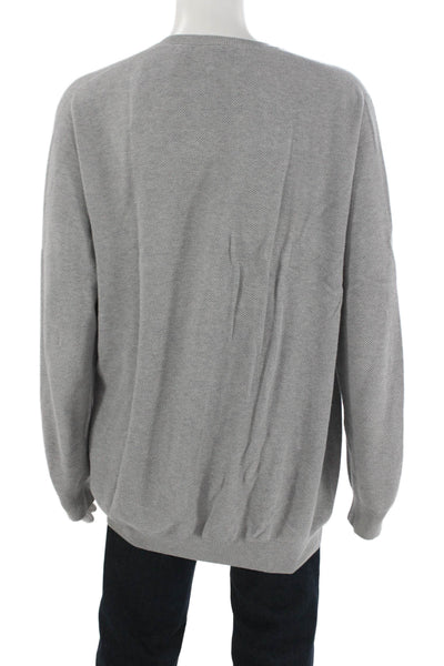 Lacoste Men Gray Cotton V-Neck Long Sleeve Pullover Sweater Size 2XL