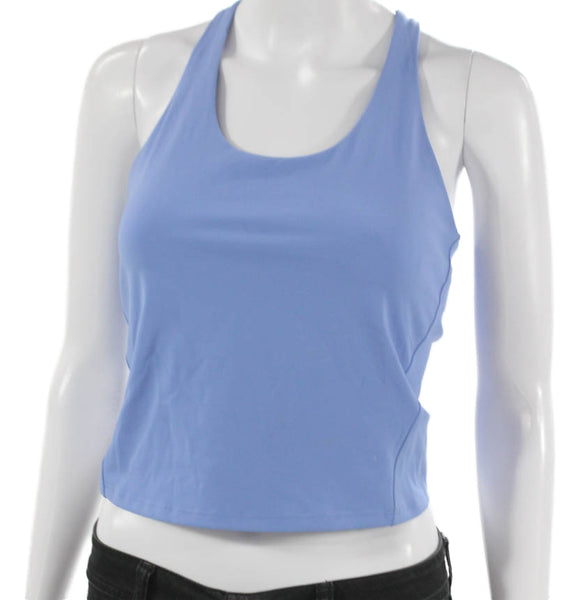 Spanx Women Cropped Halter Tank Blue Nylon Sleeveless Pullover Size XS