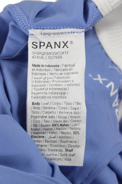 Spanx Women Cropped Halter Tank Blue Nylon Sleeveless Pullover Size XS